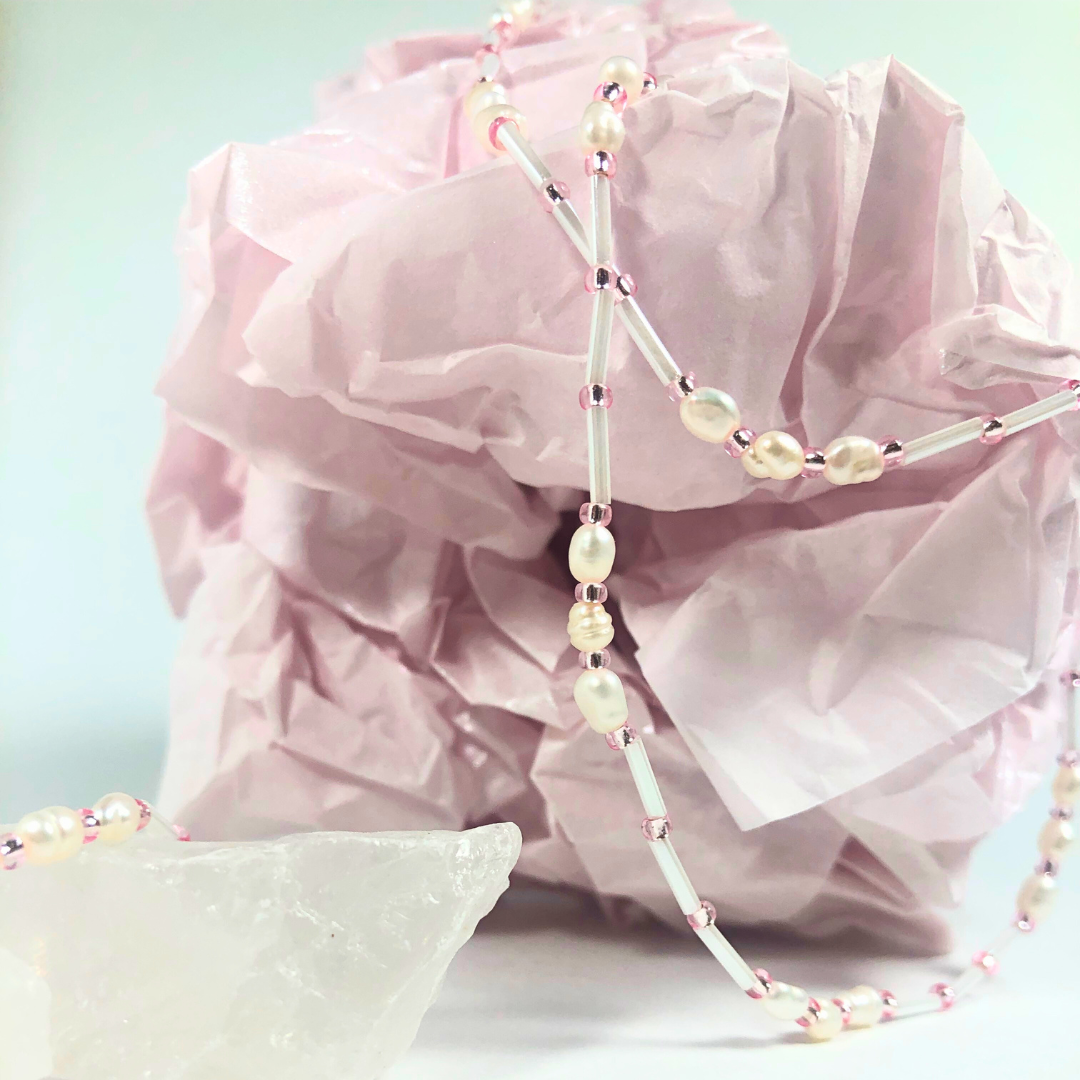 "Gentle Morning" Natural Pearl and Bead Necklace & Bracelet Set