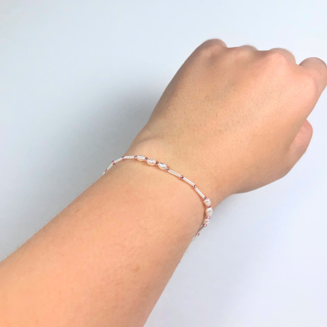 "Gentle Morning" Natural Pearl and Bead Necklace & Bracelet Set
