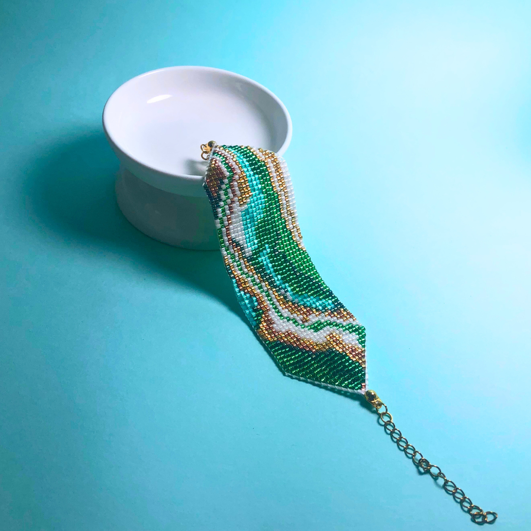 "Green Oasis" Beaded Bracelet